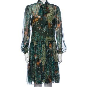 Alberta Ferretti Forest Print Silk-blend Dress size 8